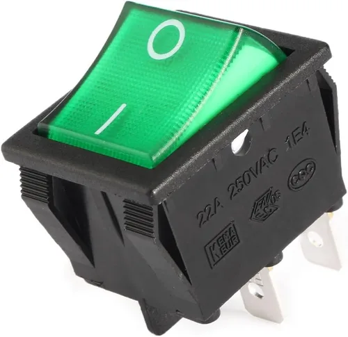 Vista 5 de uxcell 5 unids AC 20A/125V 22A/250V DPST 4 Pin 2 Posición E/S luz verde encendido botón apagado iluminado barco interruptor basculante