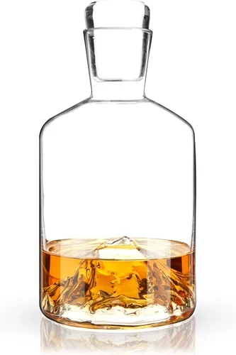 Vista 5 de Viski Decantador de whisky de montaña con tapón, decantador de licor soplado a mano para bourbon, whisky, licores, regalos de boda, regalos