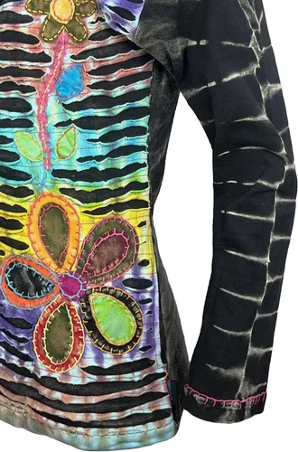 Vista 45 de Agan Traders Chaquetas bohemias con cremallera para mujer, con parches de teñido anudado, sudaderas ligeras con capucha para mujer 2025