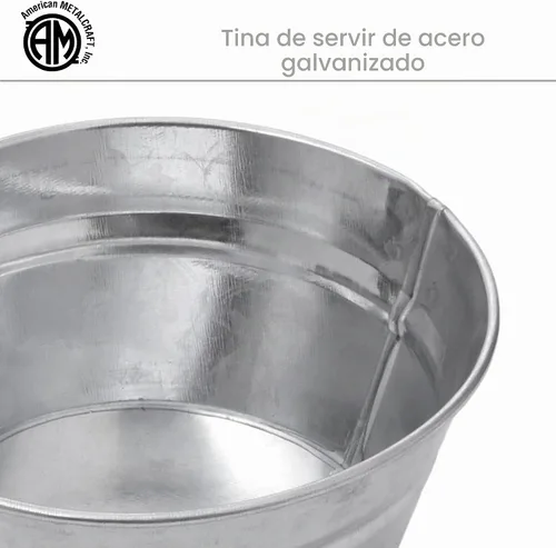 Vista 5 de American Metalcraft MTUB63 Tina galvanizada natural con mango lateral - 27 oz, 6 pulgadas