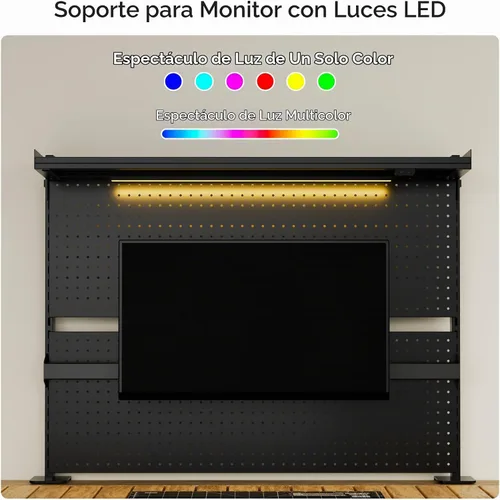 Vista 6 de EUREKA ERGONOMIC Tablero de clavijas con soporte para dos monitores, tablero de clavijas de acero para escritorio, accesorios para computadora