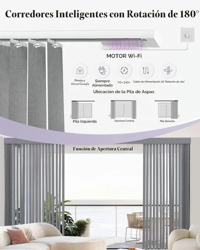 Vista 4 de Graywind Persianas verticales motorizadas compatibles con Alexa Google Privacidad reversibles opacas persianas verticales inteligentes control Beige