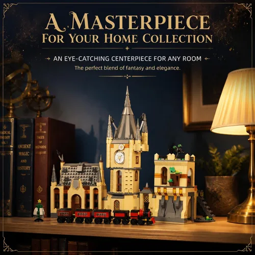 Vista 2 de Juego de bloques de construcción de castillo medieval con tren, 868 piezas STEM de juguete de construcción para mayores de 14 años, modelo detallado