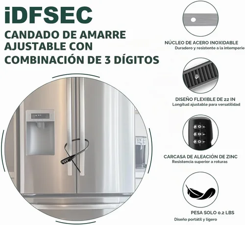 Vista 8 de Cerradura de bicicleta con brida de cremallera, bloqueo de cable ajustable con núcleo de acero inoxidable, bloqueo de cable multiusos para asegurar