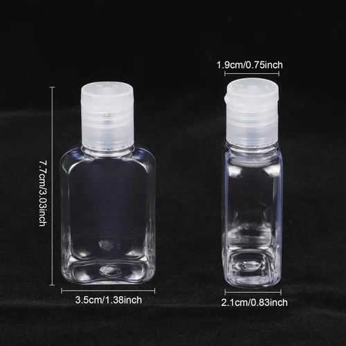 Vista 6 de Boao 30 botellas de viaje portátiles de 1 onza/1.0 fl oz, botella vacía de plástico transparente, recipientes reutilizables recargables para viajes