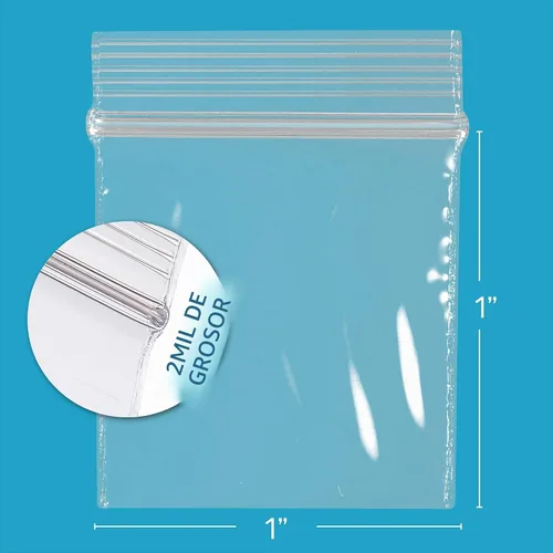 Vista 2 de GPI - Paquete de 100 bolsas de plástico transparente con cremallera de 1 x 1 pulgada de grosor, bolsas de plástico transparente con cierre