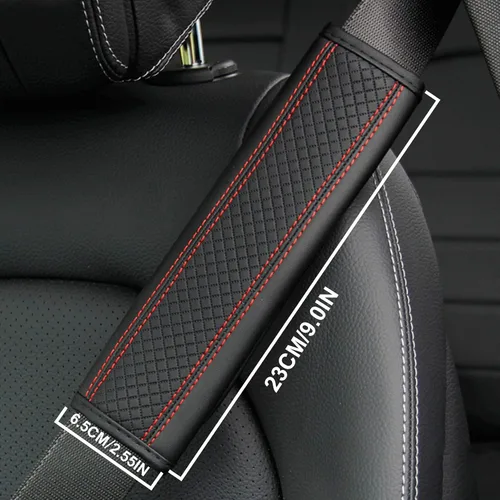 Vista 2 de 2 almohadillas para cinturón de seguridad para cinturón de seguridad de automóvil, de cuero transpirable, cojín de conducción más cómodo que ayuda a