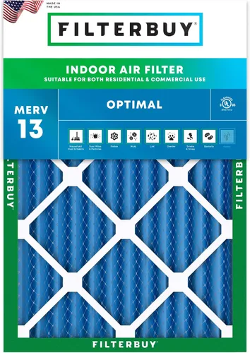 Vista 10 de Filterbuy Filtro de aire 8x14x1 MERV 13 Defensa Óptima contra Humo y Alergias (Paquete de 1), Filtros de Reemplazo Electrostáticos Plisados HVAC AC