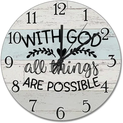 Vista 18 de Trust in the Lord With All Your Heart - Reloj de pared con versículo bíblico – Arte de cita religiosa de madera cristiana inspiradora – Madera