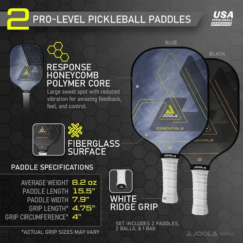 Vista 4 de JOOLA Pickleball Paddles & Sets - Includes 2 Rackets, 2–4 Balls, and Storage Carry Bag - USAP Approved Set Essentials