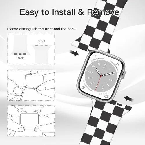 Vista 2 de Watch Band Compatible with Apple Watch 38mm 40mm 41mm 42mm 44mm 45mm for Women Men Sport Silicone Wristbands Strap for IWatch Series 7 6 5 4 3 2 1
