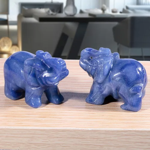 Vista 4 de Amogeeli Figura de elefante de cristal curativo de 1.5 pulgadas, tronco tallado a mano, estatua de animal de piedra de elefante, decoración