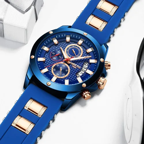 Vista 5 de NIBOSI Reloj de pulsera de cuarzo impermeable para hombre, Cronógrafo