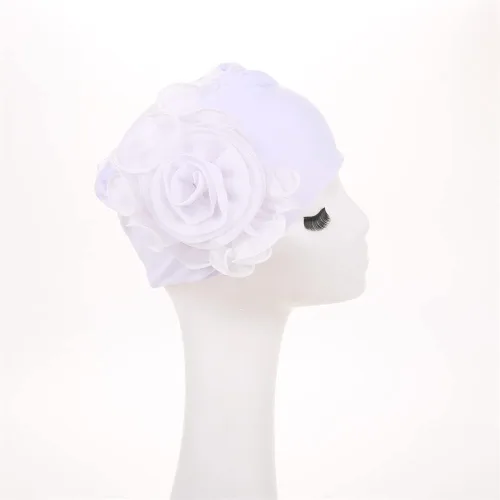 Vista 5 de YYAOJHAO Sombreros de turbante de quimioterapia para mujer, gorro elástico con flores, rejilla de color sólido para cubrir el cabello del cáncer
