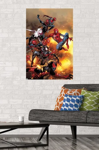 Vista 2 de Marvel Comics Spider-Verse - Póster de pared de The Amazing Spider-Man #13, 34 pulgadas de largo x 22.4 pulgadas de ancho, versión premium sin marco