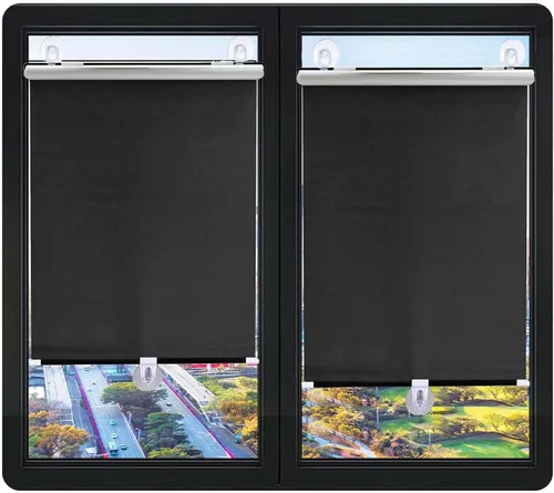 Vista 21 de Cortina opaca temporal, persiana enrollable con ventosas, cortina retráctil para sombrilla, ajustable sin perforaciones, pantalla de ventana Negro