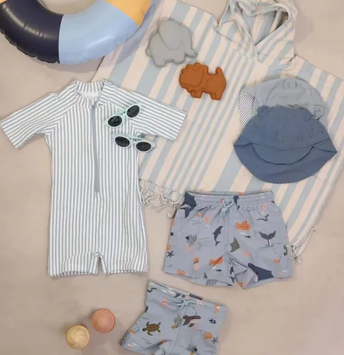Vista 13 de Traje de baño para niños, ropa de playa de secado rápido, pantalones cortos de natación para niños pequeños, traje de baño a rayas, traje de baño