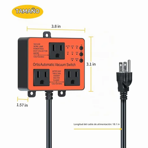 Vista 6 de Interruptor de vacío automático, interruptor automático Ortis con control de polvo para más herramientas eléctricas, retarda el encendido/apagado