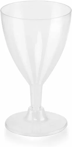 Vista 7 de Efavormart - Paquete de 12 copas de vino de plástico transparente de 6 onzas con tallo hueco; elegantes copas desechables de dos piezas con base
