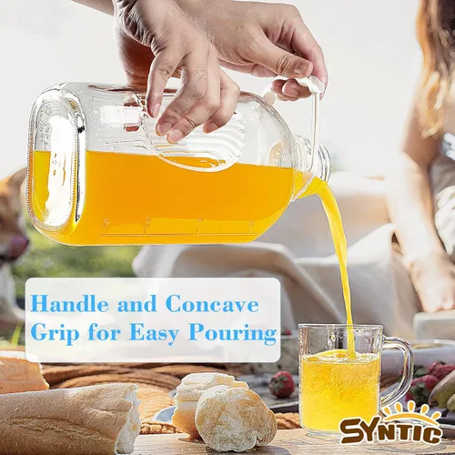 Vista 8 de Syntic Botella de leche de vidrio de 2 cuartos con tapa de rosca hermética reutilizable y resistente, botellas de vidrio de 64 oz para leche