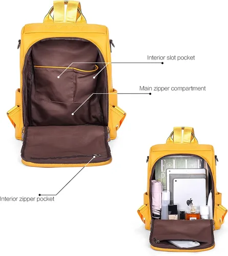 Vista 4 de Bromen - Mochila tipo bolso de mano de piel antirrobo para mujer a la moda