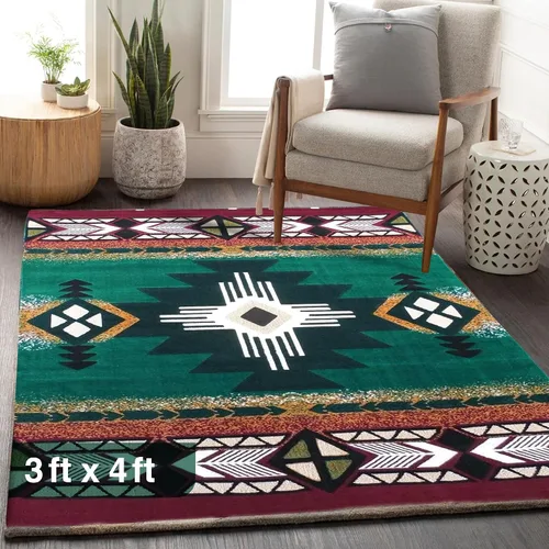 Vista 88 de YHSF South West - alfombra estilo nativo americano del suroeste C318 - fácil de limpiar, gruesa, suave, duradera, alfombra inspirada en tribus