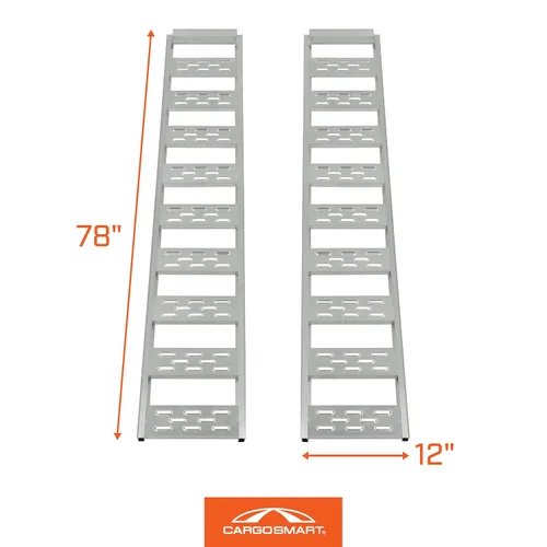 Vista 6 de CARGOSMART Rampa fija recta de aluminio con peldaños (2 unidades) - Carga y descarga de equipos ligeros, tractores de césped, ATV y más, capacidad