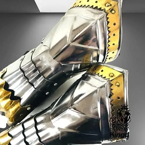 Vista 2 de Guantes medievales de armadura de guantelete LARP SCA Guantes Guantes de cruzado de caballero vikingo guantes de armadura gótica funcionales