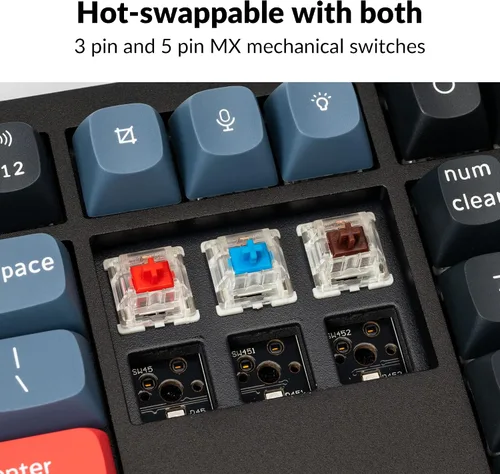 Vista 3 de Keychron Q6 Teclado mecánico personalizado con cable, macro programable QMKVIA, retroiluminación RGB de aluminio de tamaño completo, doble junta