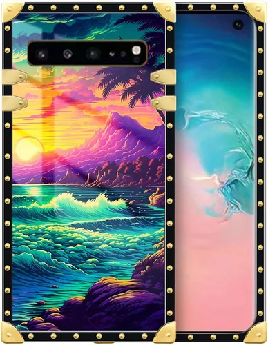 Vista 103 de Funda compatible con Samsung Galaxy S10 4G, TPU suave de lujo y parte trasera de policarbonato duro para niñas y mujeres, funda protectora a prueba