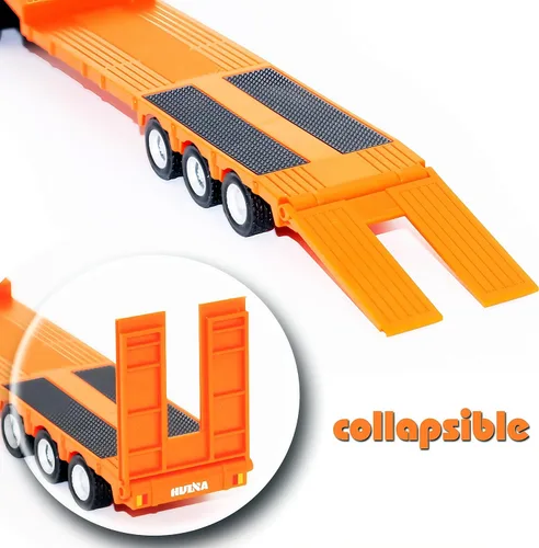 Vista 5 de Juguete plano del camión del remolque, vehículo resistente de los juguetes de la construcción de la aleación para los 1:50 Scale Diecast Trailer
