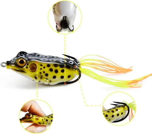 Vista 3 de Supertrip Topwater Frog Crankbait Tackle Crank Bait Bass Soft Swimbait Señuelos Crankbaits cebos de pesca de cebo duro (multicolores)