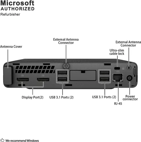 Vista 3 de HP Mini escritorio 800 G4 Intel i7-8700T hasta 4.00GHz 16GB DDR4 Nuevo 512GB NVMe SSD integrado Wi-Fi BT Dual Monitor Soporte inalámbrico teclado