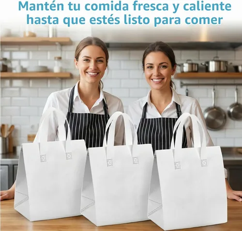 Vista 7 de ZENFUN Juego de 25 bolsas aisladas para llevar, pequeñas bolsas aisladas para comestibles, bolsas térmicas blancas para alimentos congelados