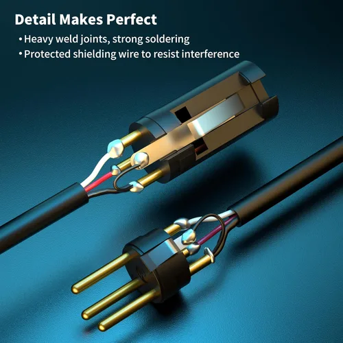 Vista 3 de SMALL-EYE Cable de micrófono XLR de 1 pie, paquete de 2 unidades, 3 pines macho a hembra Audio equilibrado, contactos chapados en oro, cable