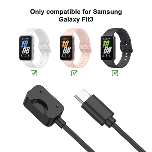 Vista 2 de Cable de carga USB C compatible con cargador Samsung Galaxy Fit 3, base de cable de carga de repuesto para reloj inteligente Galaxy Watch Fit 3