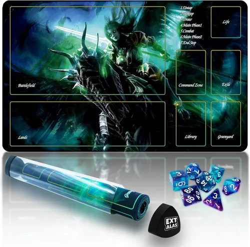 Vista 17 de Tapete MTG TCG -Incluye tubo de almacenamiento y 7 dados-¡Experimenta calidad de primer nivel y alfombrilla impermeable y antideslizante con bloqueo