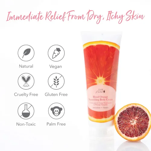 Vista 6 de 100% PURE Crema corporal nutritiva loción de naranja sanguina lujosa hidratación y reposición botánica para la piel seca, hidratante