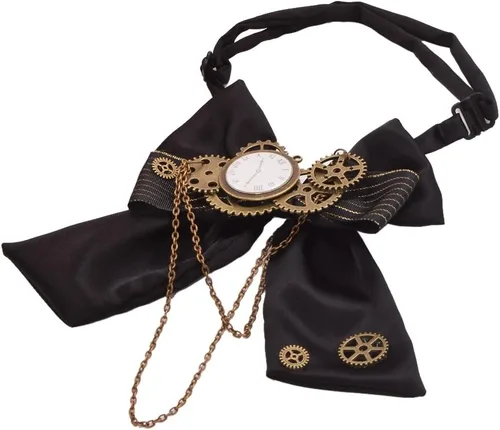 Vista 4 de BLESSUME Steampunk - Pajarita gótica para disfraz, accesorio retro vintage