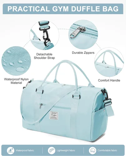 Vista 7 de Bolsa de gimnasio para mujer, bolsa de viaje de viaje, bolsa de mano deportiva, bolsa de fin de semana