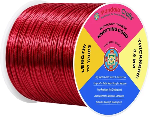 Vista 98 de Mandala Crafts Cordón de satén de cola de rattail de 0.02 in para nudos