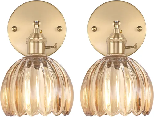 Vista 13 de Shenmoyl Aplique de pared vintage a pilas con bonita pantalla de vidrio de tulipán blanco, inalámbrico, recargable, luz de pared funciona