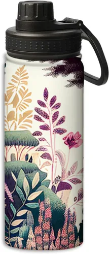 Vista 15 de Blooming Poppies - Botella de agua deportiva a prueba de fugas, 18 onzas, botellas de agua aisladas para bicicletas, fitness, yoga, senderismo, etc.