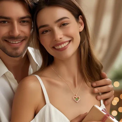 Vista 2 de LOUISA SECRET Love Heart Birthstone Necklaces for Women, Birthday Gift for Girlfriend, Anniversary Jewelry Gift for Wife Her, 925 Sterling Silver