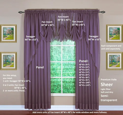 Vista 6 de Today's Curtain Emelia Inserto de Abanico de Gasa Original, Amatista, 30" An x 40" L