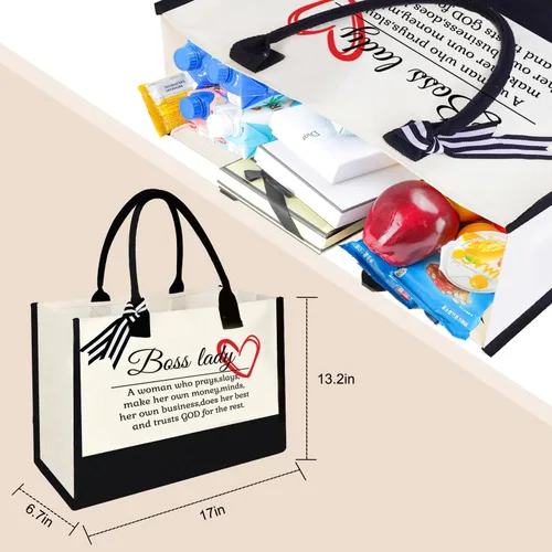 Vista 7 de Bolsa de mano personalizada con letras de yute para mujer, regalo de cumpleaños de Navidad para mujeres, regalos de playa para mujer, mujer, mamá