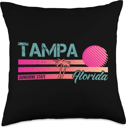 Vista 4 de Florida Native Resident Sunshine State Souvenir Tampa Florida State Fan - Almohada de recuerdo, 16 x 16 pulgadas, multicolor