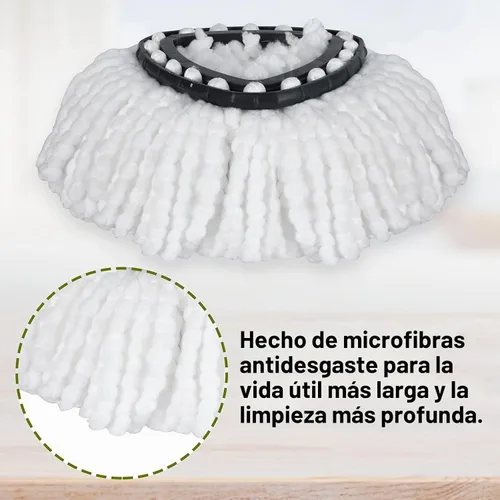 Vista 6 de EasyWring - Juego de 4 cabezales de repuesto para trapeador giratorio, microfibra, compatible con trapeador giratorio triangular, limpieza
