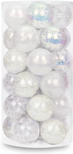Vista 15 de 24 unidades - Adornos de bolas de Navidad de plástico transparente inastillable colgantes con bolas delicadas decorativas