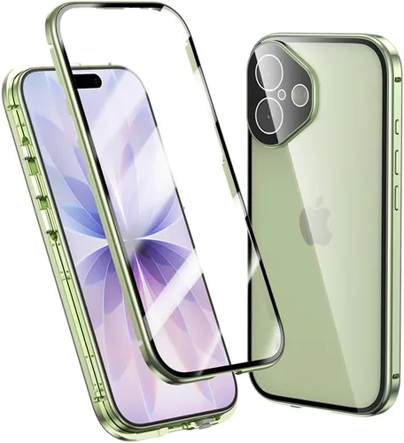 Vista 33 de Funda Henghui magnética con cierre compatible con iPhone 11, de vidrio, con protector de lente de cámara y protector de pantalla, cierre de Azul